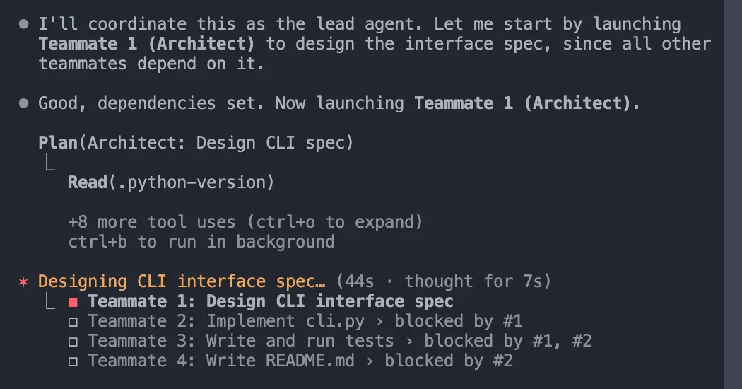 Claude Code team creation at the start of the job