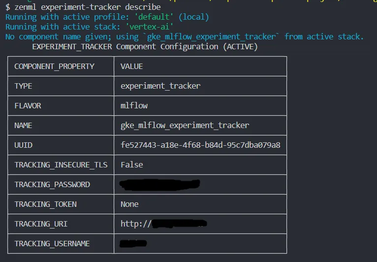 MLflow experiment tracker details