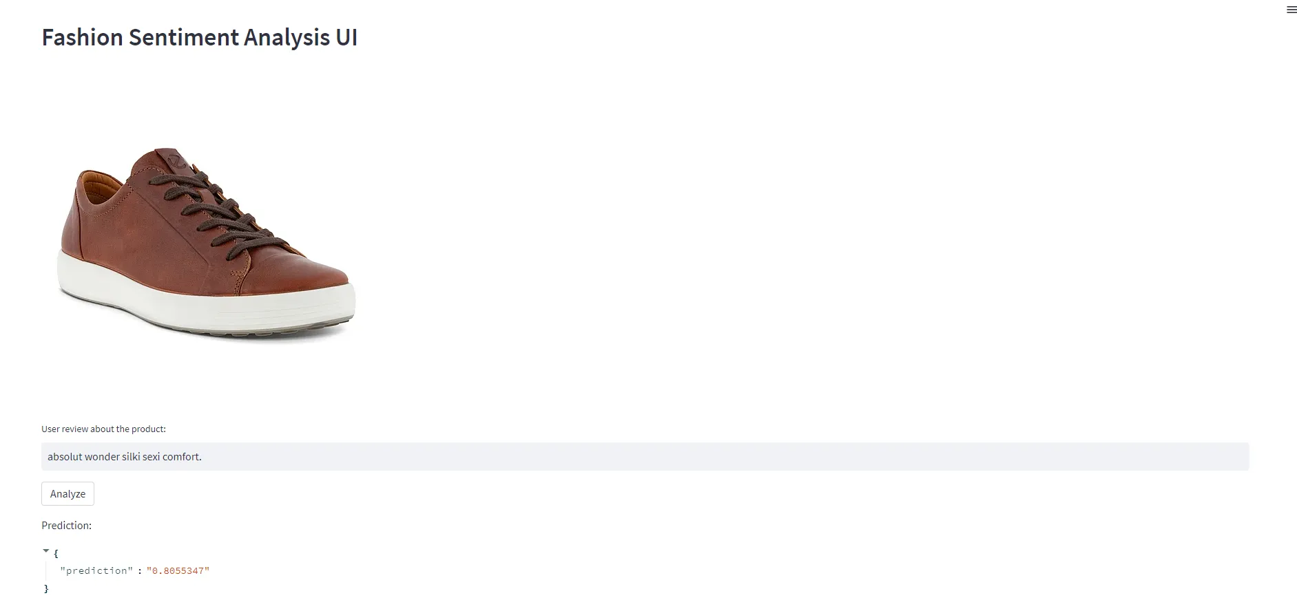 Streamlit UI for sentiment analysis
