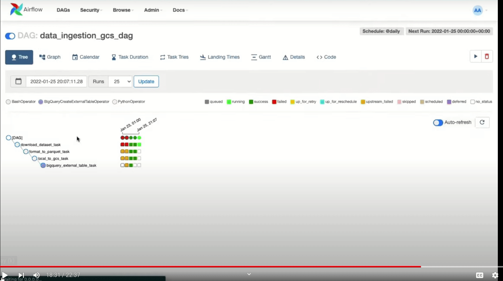 Examining task logs