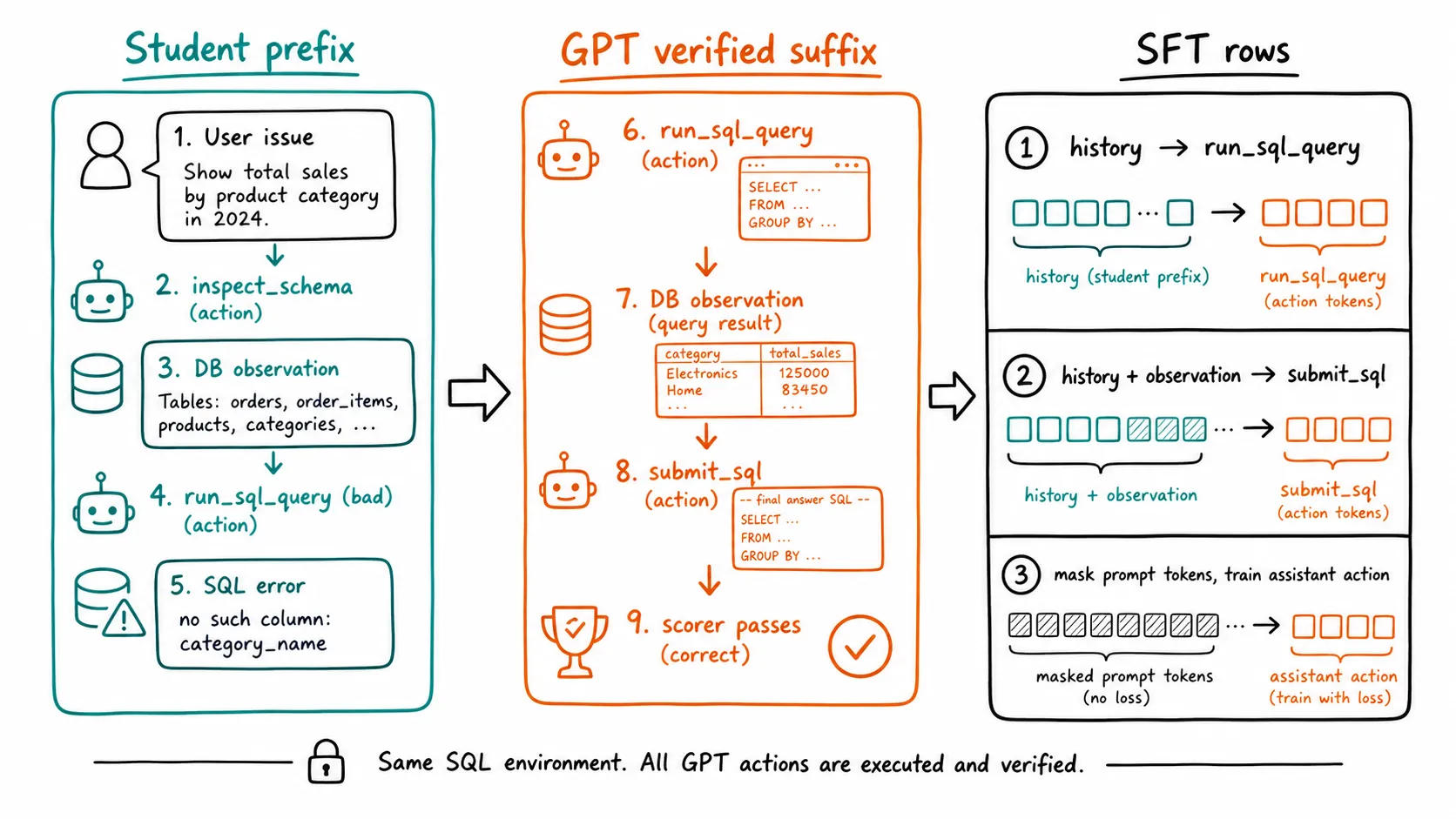Teacher suffix to SFT rows sketchnote